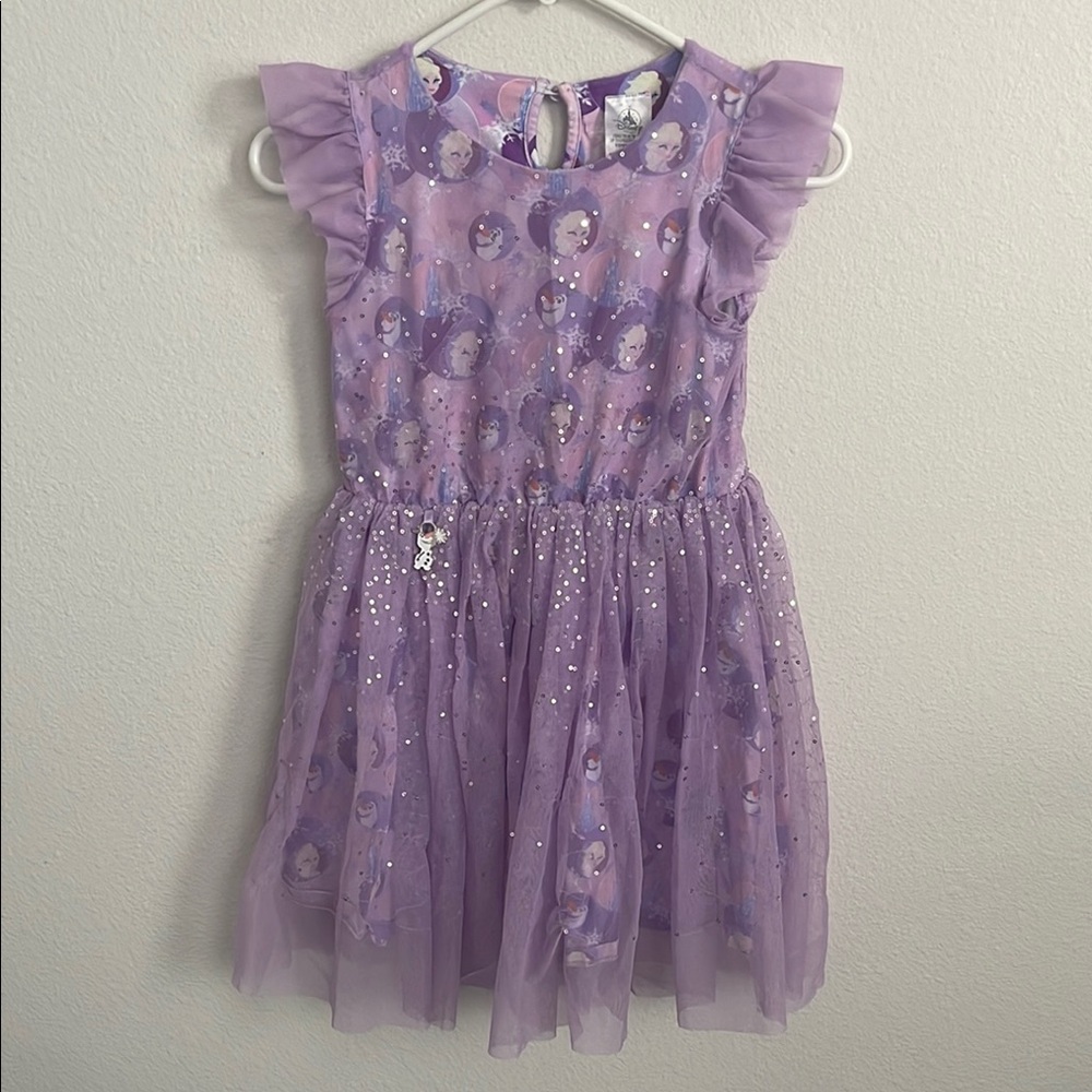 Disney Frozen Purple Ruffled Dress with Glitter